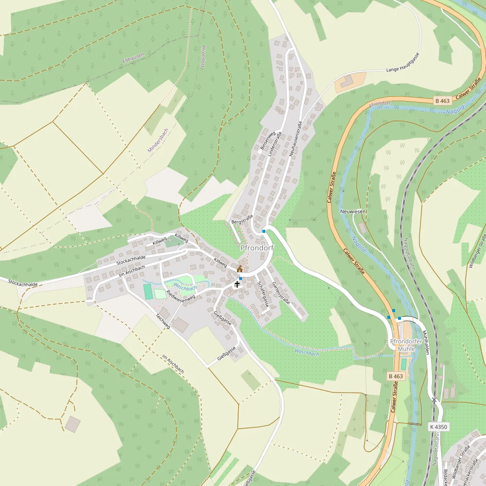 Karte: DJR in der Bergstraße 9 in Nagold-Pfrondorf, an der B 463 zwischen Nagold und Calw
